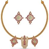 Lord Venkateswara Namam Necklace Set with Shankh Chakra Earrings | Traditional Temple Jewellery for Women | Gold Plated Ethni