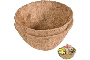 CDJX 2 Pcs Hanging Basket Liner 14 Inch Outdoor Planter Liners Round Coco Fiber Liner Pre-Formed Replacement Basket Shaped Liner Natural Coconut Fiber Liner for Flower Pot Garden Vegetables Less Watering