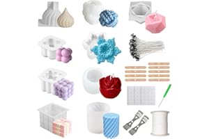 HIQE-FL 9 Piezas Molde de Silicona para Velas,Moldes de Velas 3D,Molde de Vela Artesanal Hecho a Mano,Vela Molde de Silicona 3D,Molde de Vela de Plástico para Bricolaje