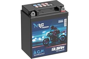 NRG Premium YB12AL-A2 AGM Motorradbatterie 12,5Ah 12V 250A/EN Batterie 51213 YB12AL-A auslaufsicher wartungsfrei ersetzt 12Ah 10Ah