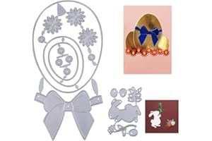 VINFUTUR 2 Sets Easter Cutting Dies Happy Easter Rabbit Easter Eggs Cutting Dies for Card Making Metal Embossing Stencil Template for DIY Scrapbooking Paper Card Craft (Easter B)