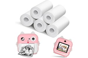 Jirmerp 5 Rotoli di Carta Termica di Ricambio per Macchina Fotografica Bambini Carta da stampa per fotocamera bambini Compatibile con la maggior parte delle fotocamere a stampa istantanea per bambini