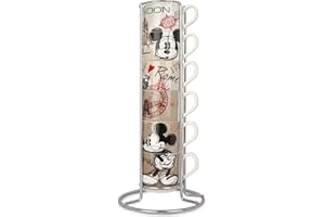 EGAN - Set da 6 Tazze da Caffè Impilabili PWM02I/6XY in The City in Porcellana + Metaltrack da 80 ml | Tazzine Multicolore, 21×9 cm, Adatto a Lavastoviglie e Microonde