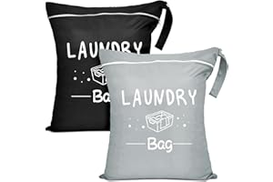 PASHOP Reise Wäschesack Klein mit Reißverschluss, Wasserdichte Reise Wäschebeutel für Schmutzwäsche, Badebekleidung, Waschbarer Camping Dry Wetbag Stoffwindeln, Geeignet für Fitness (Schwarz+Hellgrau)