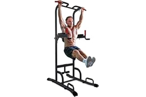 ‎SPORTSTECH Sportstech 7in1 Power Tower PT300 als Dip Station & Kraftturm, multifunktionale Kraftstation für Zuhause mit Klimmzugstange, Liegestützgriffe und 4 Ösen für TRX, Ropes & Schlingen, Sit-Ups, in schwarz