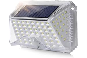 EAGEEN Luz Solar Exterior con Sensor de Movimiento IP65 Impermeable Focos LED Solares Luces Farolas Aplique Pared Potente 3 Modos Lampara Seguridad Iluminación para Jardin Terraza Pergolas Patio Blanco