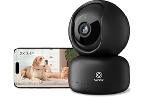 WOOX Indoor Security Camera, 2K 3MP Wi-Fi Camera with 360° Pan/Tilt, Smart Pet, Dog, Baby Monitor, AI Motion/Sound Detection, Two-Way Audio, Night Vision, Work with Alexa (R4040-V8)