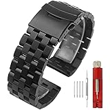 Kai Tian Premium Matte 5 Rows Double Locks Stainless Steel Watch Band Strap, Replacement Metal Band for Men Women 18mm 20mm 2