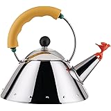 Alessi Kettle 9093/1 Y - Bollitore di Design, Adatto a Cottura ad Induzione, Fondo in Acciaio Inossidabile Lucido 18/10 con M