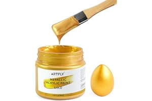 ARTFLY Pittura acrilica metallizzata oro, foglia d'oro da 100 ml per arte e artigianato, atossica, resistente alla luce, ideale per tela, legno, tessuto, ceramica e pietra