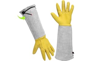 UNEEDME Heavy Duty Gardening Gloves - Thorn Proof Rose Pruning Gloves, Long Leather Gauntlet Gloves for Men and Women, Gardening Tools and Gifts