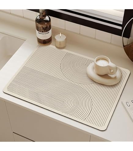 Highdi Tapis Égouttoir Vaisselle Absorbant, Tapis De Machine à Café Séchage Rapide Microfibre Tapis De Séchage Vaisselle Antidérapant Pour Tapis Évier Cuisine (Rétro 2,50 * 60cm
