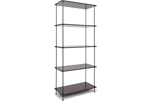 ABSOLUTE DEAL LIMITED Absolute Deal 5 Tier Wooden Storage Shelf Heavy Duty - Metal Shelving Rack - Organise Warehouse, Workshop, Office, Garage - Durable & Versatile, 139cm x 60cm x 30cm (Mahogany)