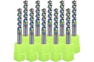 HOZLY 4mm Hartmetall-quadratische Endfräse für Aluminiumkupferanwendungen, 3-Flöte, 4mm Schneiddurchmesser, 4mm Schaft, DLC-Beschichtung, CNC-Fräserbits, Endfräserbits, U-Type Design, 10-Pack (4 x 4 x 17MM)