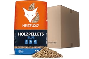 HEIZFUXX Holzpellets Blue Sackware 15 kg - 6mm Weichholz Pellets mit hohem Heizwert & geringem Ascheanteil - Premium Heizpellets für Feuerrohr, Kamin, Ofen, Grill oder Smoker