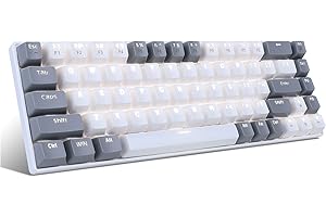 MageGee Portable 60% Gaming Mechanical Keyboard, Minimalist MK-Box Ice Blue Backlit Compact 68 Keys Wired Office Keyboard with Red Switch for Windows Laptop PC Mac Convenient(Gray & White)