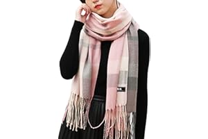Gebell Women Tartan Scarf - Winter Plaid Blanket Scarves Long Soft Warm Tartan Check Scarfs Ladies Wool Spinning Tassel Shawl Stole UK