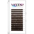 VEYES INC Brown Lash Extensions 0.03-0.07 C/CC/D Curl 8-16mm Mixed Length Volume Eyelashes Tray, Professional Supplies for Lash Techs (0.05 D 8-16mm Brown).