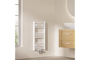 EMKE Badheizkörper Gerade 75x40 cm - Handtuchheizkörper mit Mittelanschluss, Effizienter Handtuchwärmer Handtuchtrockner Handtuch Heizkörper Bad, Weiß, 244W