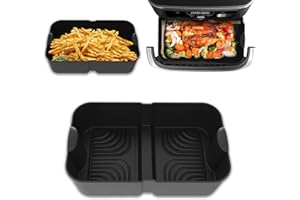 CLYCTIP Silicone Air Fryer Liners for Ninja Air Fryer AF500UK,10.4L Air Fryer Accessories Reusable,10CM Height Large Air Fryer Liners for Air Fryer AF500UK/AF500UKCP(Black