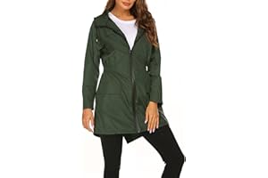 SotRong Women's Lightweight Raincoat Packable Windbreaker Windproof Active OutdoorJacket Waterproof Showeproof Long Hooded Trench Coats Poncho for Walking Camping