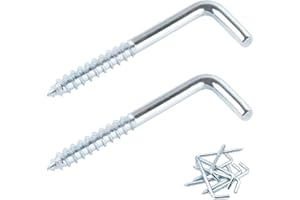 Ctyjia 20 Pièces Crochets à Vis, Vis à Angle Droit, M3,8 x 50 mm Vis à Crochet en L, Vis à Crochet Mural, Vis Pour Suspension