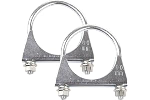GILEN Exhaust Clamp - 2 Pcs 60mm Heavy Duty Galvanized Pipe Clamps for Exhaust Repair, U-Bolt Clamps for 60mm Diameter Tail Pipes