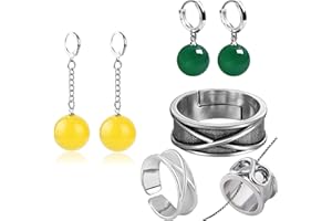 JinYu 7 Zestaw Anime Goku. Czarny Pierścień Czas Pierścień z Potarem. Kolczyk Cosplay Prop Akcesoria, Metal nieszlachetny, Bez kamieni szlachetnych