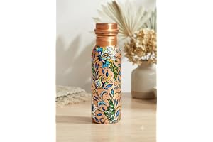 TRAFAART Liten Kopparvattenflaska 17 Oz/500 Ml Färggravyr Ayurvedisk Läckagesäker Flaska För Sport Yoga-Drickskolv