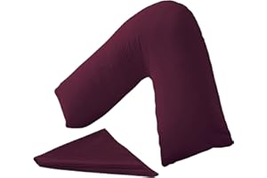 BuzzBuy Funda de almohada en forma de V, 100 % polialgodón, soporte de espalda y cuello, ortopédica, embarazo/lactancia, solo funda de almohada en V (ciruela)