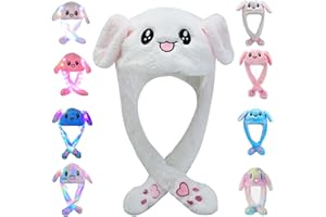 CICILIAYA Funny Plush Bunny Hat Ear Moving Jumping Rabbit Cute Animal Flap Cap Unisex for Women Girls Children Party Holiday Halloween Easter Christmas Birthday Dressup Cosplay Costume Gift with Paws
