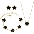 UOOANUO Clover Neckalce Earring Set for Women 14K Gold Plated Stainless Steel Four Leaf Clover Jewelry Set Gift