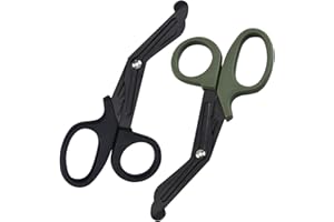 TOULIFLY Medizinische Verbandschere, Medizinische Scheren, EMT- und Trauma-Scheren, Rostfreier Stahl Verbandscheren 15cm Bent Stealth Black für Krankenschwestern, Medizinstudenten, Notaufnahme,schwarz+grün