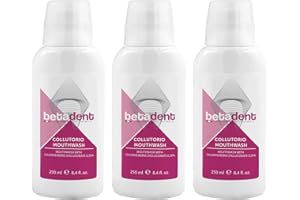 Betadent KIT 3 COLLUTORIO CON CLOREXIDINA 0,20%. Contrasta placca, carie, gengiviti. Ideale in caso di gengive irritate e infiammate e in seguito a trattamenti odontoiatrici chirurgici. 3x250ml