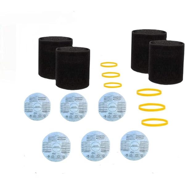 EPLZON Reusable Wet Dry Vac Filter VF2002 - Compatible With Shop Vac, 8 Filters & 4 Bands