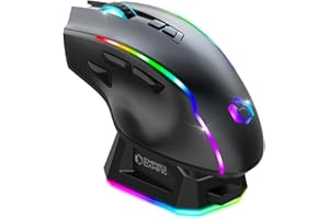EMPIRE GAMING RF908 - Souris Gamers sans Fil Rechargeable avec Station de Recharge Magnétique RGB - 10000 DPI 8 Boutons Programmables Modes WiFi 2.4GHz / BT/Filaire Via USB-C (Noir)