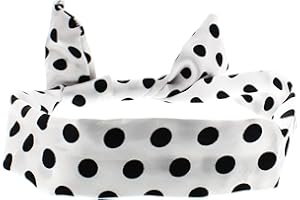 Topkids Accessories Draht-Stirnbänder mit Punkten, gestreift, Frauen, Mädchen, Haarschleife, Bandana, Kopftuch, Haarband der 1950er Jahre (weiß/schwarz Satin gepunktet)