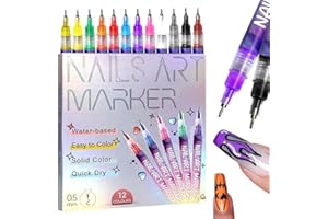 VOKKRV 12 Farben 3D Nagellack Stift Set, Nagellackstifte für Nägel, 3D Nail Art Pen Nagellackstifte Nageldesign für DIY Linie Nagelkunst Graffiti, Nagelspitze Beauty Schmücken Maniküre Werkzeuge (1 Set)