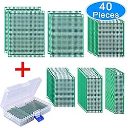 AUSTOR 40 Piezas Placas Circuito Impreso 6 Tamaños PCB Prototipo de Doble Cara con Caja Libre para Soldadura Bricolaje y Proyecto Electrónico