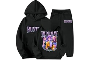 GENERICO 2 PCS Set Completo Ragazze Felpa con Cappuccio e Pantaloni Jogging Tuta per 2-13 Anni Anime Stampa Tracksuit Maniche Lunghe in Pile Invernali Completi Sportivi Streetwear Abbigliamento Moda Ragazza