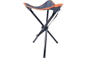 Milestone Camping Folding Tripod Stool, Camping, Garden, Fishing, Festivals, 80kg Weight Load, Comfortable Fabric Seat, Compact and Lightweight, Carry Strap Included for Easy Travel