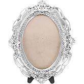 4 Cornici Ovali FINGERINSPIRE In Resina Vintage, Mix Colori Oro/bianco/argento, 12x9,8cm