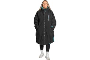 Two Bare Feet Waterproof Long Sleeve Changing Robe with Hood & Changing Mat, Sherpa Fleece Lining, Windproof, Warm, for Watersports, Swimming, Surfing, SUP