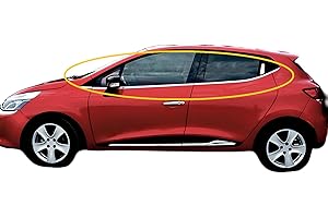 MNE PARTS Compatible avec pour Renault Clio IV HB 2012-2018 moulures de fenêtre Couvre 8 pièces chromé en Acier Inoxydable