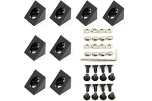 Zeberoxyz 8 connettori per staffa angolare ad angolo affilato, serie 2020, estrusione in alluminio per slot a T, 6 mm, accessori per profili di estrusione in alluminio (8 pezzi ad angolo vivo)