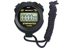 MOSTRUST Digital Simple Stopwatch, Single Lap/Split Basic Stopwatch, No Clock No Alarm No Calendar with Lanyard for Swimming Running Sports Training Coaches (Black) (802C)