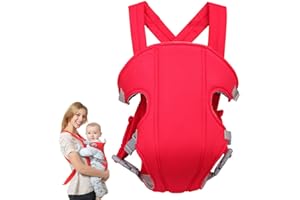Marsupio Neonati, Xiuyer Regolabile Portantina Bebè Multiple-posizioni Baby Carrier per Neonato e Bambino fino a 10kg, Marsupio Neonati Ergonomico (Rosso)