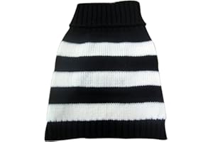 TANGPAN Turtleneck Stripes Pro Pet Clothes Dog Wool Classic Sweaters (Black&White Stripe, M)