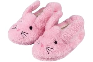 LACOFIA Toddler Slippers Kids House Shoes Children Winter Warm Plush Slippers with Anti-Slip Rubber Sole