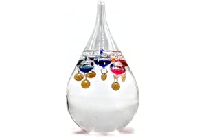Sterzeal Tear Drop Shaped 16 CM Galileo Thermometer - Accurate Temperature Readings using an Indoor/Outdoor Thermometer - Elegant Room Thermometer & Home Decor, Ideal Father's Day Gift for Men